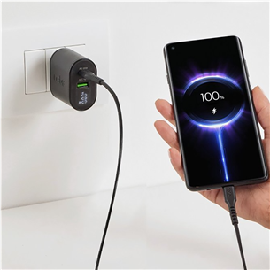 Įkroviklis SBS, USB-A, USB-C, LCD, 20 W, black