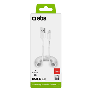 SBS Charging Data Cable, USB-A - USB-C, белый - Кабель Товар - TECABLETYPCS1W