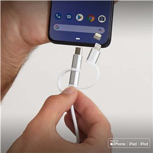 SBS, USB-A - USB-C, Micro USB, Lightning, 1,2 м, серый - Кабель Товар - TECABLEUSBIP53189W