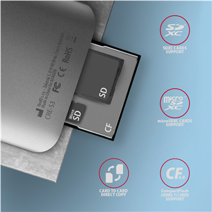 AXAGON Товар - CRE-S3 SuperSpeed USB-A UHS-II Reader, темно-серый - Считыватель карт памяти