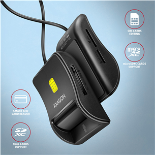 ID kortelių skaitytuvas AXAGON Prekė - CRE-SM3SD, USB-A