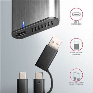 SSD dėklas Axagon Prekė - EEM2-SG2 Raw Box, USB-C, M.2 NVME, SATA, silver