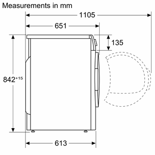 Bosch Series 8, heat pump, 9 kg, depth 61,3 cm - Clothes dryer Item - WQB245CBSN