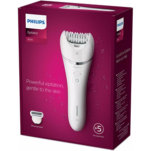Philips Epilator Series 8000, сухое и влажное использование, белый - Эпилятор Товар - BRE710/00