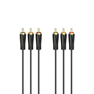 Laidas Hama Audio/Video Cable, 3 RCA - 3 RCA, gold-plated, 1.5 m, black Prekė - 00205150 00205150