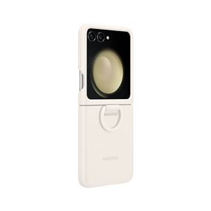 Samsung Silicone Case with Ring, Galaxy Flip5, бежевый - Силиконовый чехол с кольцом