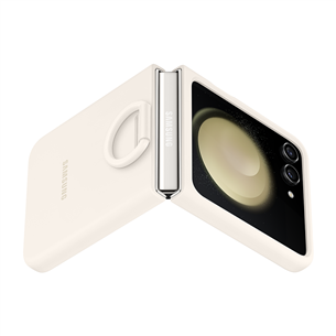Samsung Silicone Case with Ring, Galaxy Flip5, бежевый - Силиконовый чехол с кольцом