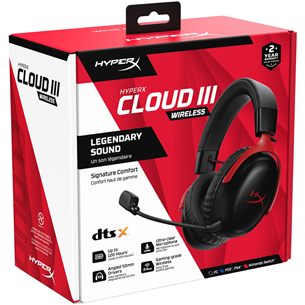 HyperX Cloud III Wireless, black/red - Wireless headset