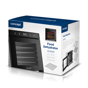 Grybų, vaisių ir daržovių džiovyklė Concept, 650 W, digital, juoda Prekė - SO-2000