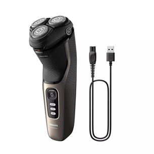 Barzdaskutė Philips Shaver 3000 Series, šlapias ir sausas skutimas, juoda/aukso Prekė – S3242/12