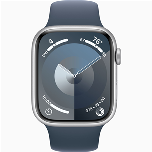 Apple Watch Series 9 GPS + Cellular, 45 мм, Sport Band, M/L, серебристый/синий - Смарт-часы Товар - MRMH3ET/A
