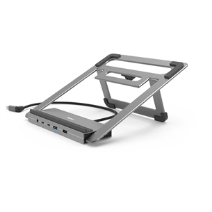 Nešiojamo kompiuterio stovas/šakotuvas Hama Connect2Office Stand, USB-C dock, 12 ports, 100 W, gray Prekė - 00200139 00200139