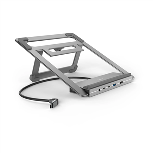 Nešiojamo kompiuterio stovas/šakotuvas Hama Connect2Office Stand, USB-C dock, 12 ports, 100 W, gray Prekė - 00200139