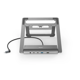 Nešiojamo kompiuterio stovas/šakotuvas Hama Connect2Office Stand, USB-C dock, 12 ports, 100 W, gray Prekė - 00200139