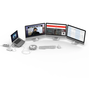 Nešiojamo kompiuterio stovas/šakotuvas Hama Connect2Office Stand, USB-C dock, 12 ports, 100 W, gray Prekė - 00200139
