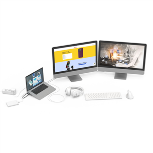 Hama Connect2Office Basic, USB-C Hub, 9 портов, 100 Вт, серый - Док-станция для ноутбука Товар - 00200145