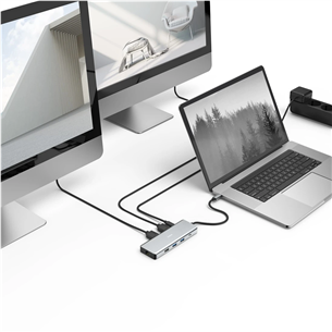 Hama CONNECT2Media, USB-C Hub, 9 портов, 100 Вт, серый - Док-станция для ноутбука Товар - 00200142