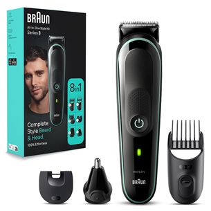 Braun Series 3, Wet & Dry, 8 в 1, черный/зеленый - Мультитриммеp Товар - MGK3441