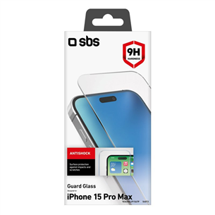 SBS Glass Screen Protector, iPhone 15 Pro Max, transparent - Screen protector Item - TESCRGLIP1567P