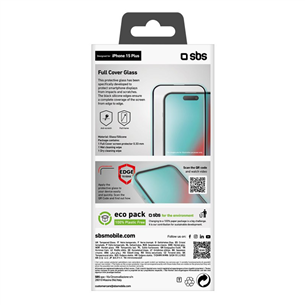 SBS Full Cover Glass Screen Protector, iPhone 15 Plus, прозрачный - Защита для экрана Товар - TESCRFCIP1567