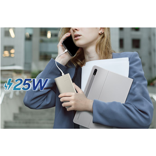 Samsung Battery Pack, 10 000 мАч, 25 Вт, 2x USB-C, бежевый - Внешний аккумулятор Товар - EB-P3400XUEGEU