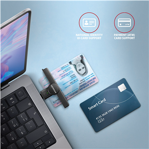 ID kortelių skaitytuvas AXAGON Prekė - CRE-SMPC, USB-C, black