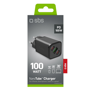 SBS GaN Charger with Power Delivery, 100 Вт, черный - Адаптер питания Товар - TETRGANUSB2CPD100W