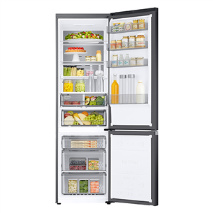 Samsung, NoFrost, 390 L, 203 cm, matte black - Šaldytuvas