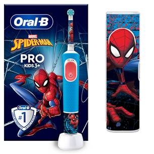 Braun Oral-B Vitality PRO Kids, Spiderman - Elektrinis dantų šepetėlis + nešiojimo dėklas Prekė - D103SPIDERMAN.TC