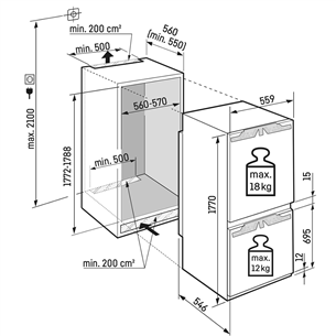 Liebherr, 244 L, height 178 cm - Built-in Refrigerator Item - ICBNE5123-20