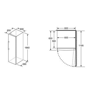 Bosch Series 6, NoFrost, 242 л, высота 186 см, нерж. сталь - Морозильник Товар - GSN36BIEP