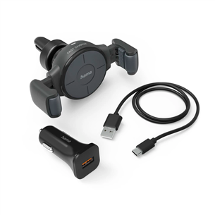 Hama FC10 Flex-Set, 10 W, Qi charging, juodas - Automobilinis įkroviklis Prekė - 00201677 00201677