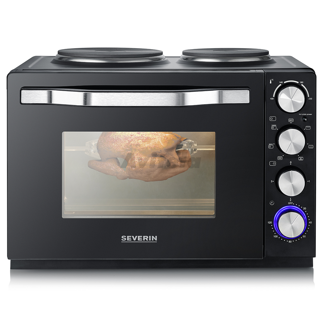 Severin 30 L 2500 W black Mini oven with two hotplates Item TO2074 TO2074 Avitela