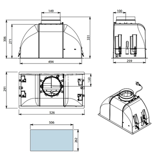 Falmec, 800 m³/h, width 53.1 cm, inox - Built-in Cooker Hood Item - INCASSO.50M8SR