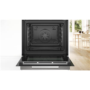 Bosch, Series 8, hydrolytic cleaning, 71 L, black - Built-in oven Item - HBG7221B1S