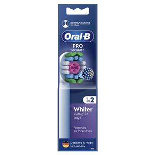 Braun Oral-B Pro 3D White, 2 vnt., balti - Dantų šepetėlių antgaliai Prekė - EB18-2/WHITE