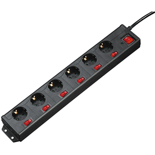 Hama Power Strip, 6-way, 1.4 m, black - Power Strip Item - 00137259 00137259