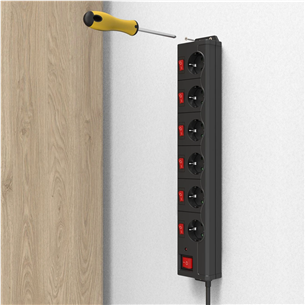 Hama Power Strip, 6-way, 1.4 m, black - Power Strip Item - 00137259