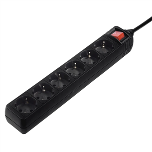 Hama Power Strip, 6-way, 5 m, black  - Power Strip Item - 00137266 00137266