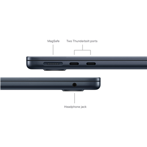 Apple MacBook Air 13'' (2024), M3 8C/10C, 16 GB, 512 GB, RUS, midnight - Nešiojamas kompiuteris Prekė - MXCV3RU/A