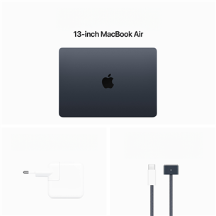 Apple MacBook Air 13'' (2024), M3 8C/10C, 16 GB, 512 GB, RUS, midnight - Nešiojamas kompiuteris Prekė - MXCV3RU/A