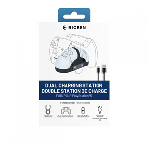 BigBen Nacon Dual Charging Station, PlayStation 5, balta - Pultelių įkrovimo stotelė Prekė - 3665962021141
