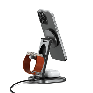 Satechi 3-in-1 Foldable Qi2 Wireless Charging Stand, gray - Wireless charging dock Item - ST-Q31FM-EA