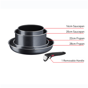 Keptuvių rinkinys + rankena  Tefal Ingenio XL Force, 5-dalių rinkinys, 16/20/22/28 cm   Prekė-L1589502