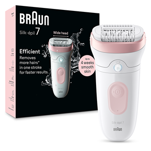 Braun Silk epil 7, сухое и влажное использование, белый/розовый - Эпилятор Товар - SE7000