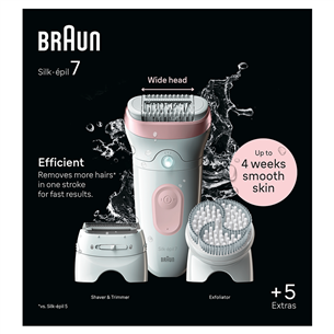 Braun Silk epil 7, сухое и влажное использование, белый/розовый - Эпилятор Товар - SE7060