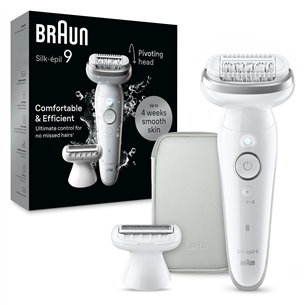 Braun Silk-epil 9, сухое и влажное использование, белый - Эпилятор Товар - SES9041