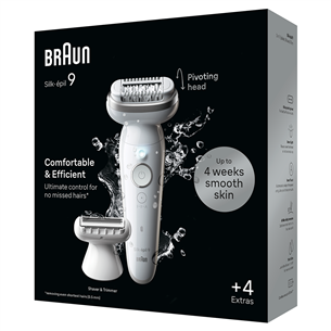 Braun Silk-epil 9, сухое и влажное использование, белый - Эпилятор Товар - SES9041
