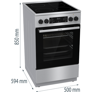 Gorenje, 70 л, ширина 50 см, нерж. сталь - Керамическая плита с электрической духовкой Товар - GECS5C70XA