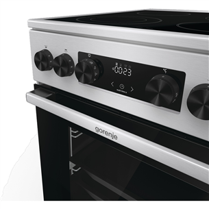 Gorenje, 70 л, ширина 50 см, нерж. сталь - Керамическая плита с электрической духовкой Товар - GECS5C70XA